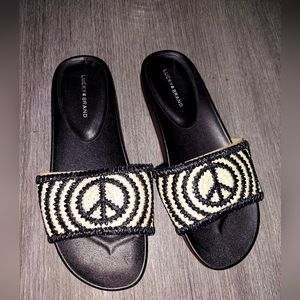 Lucky Brand, black, 8.5, slides.